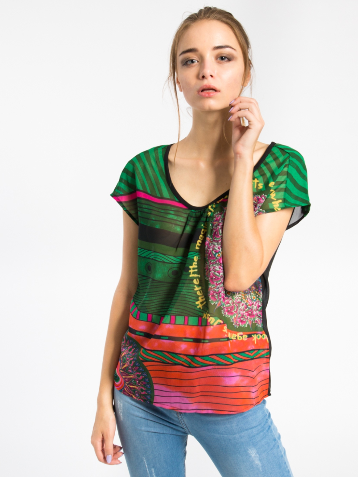 

Блузка Desigual 46b2307 2XL Зеленый