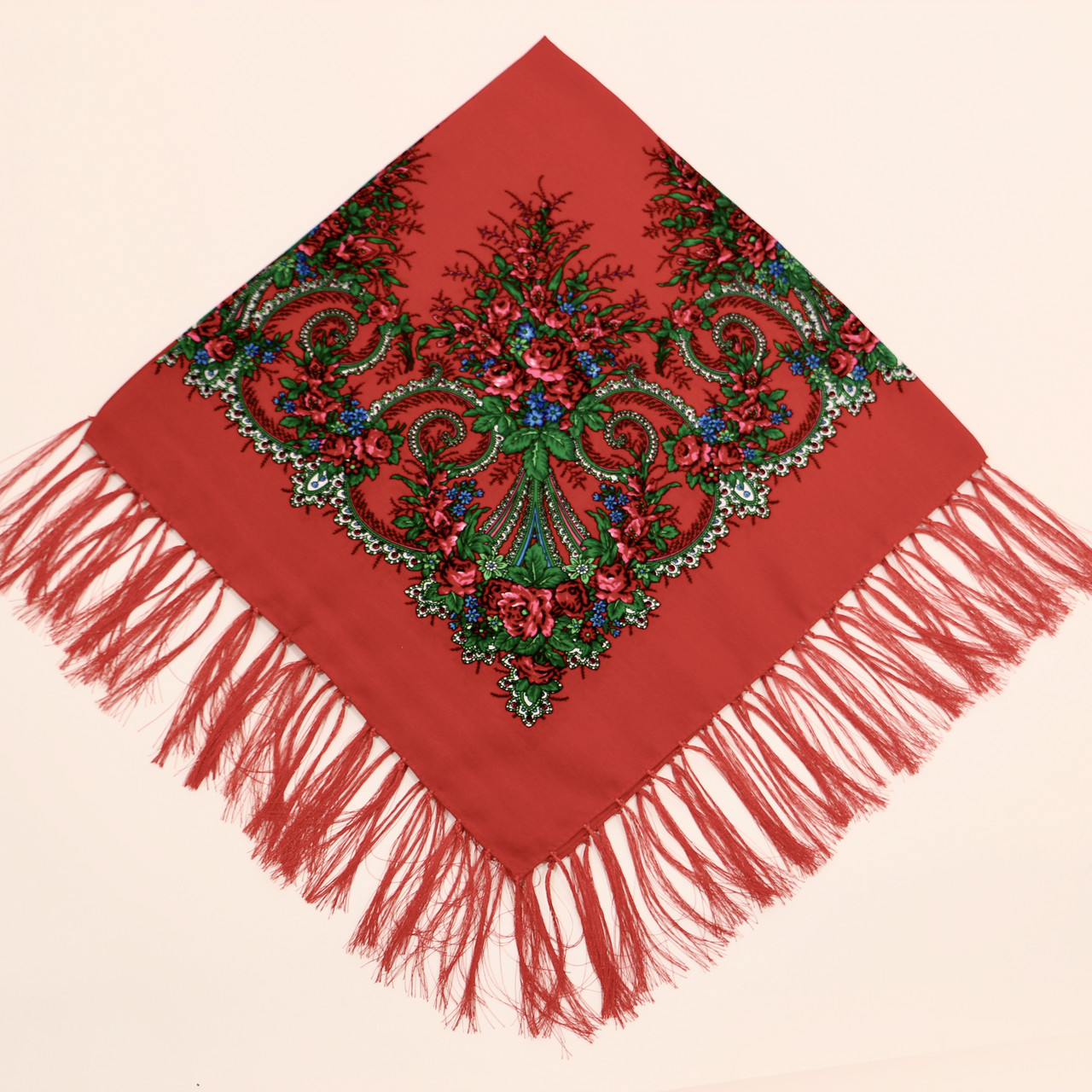 

Хустка вовняна червона з візерунком т80/168