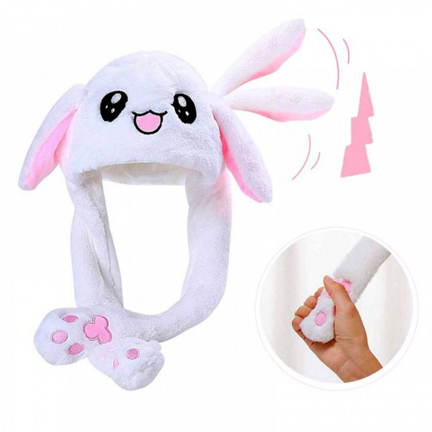 

Светящаяся шапка Kigurumi с двигающимися ушками Белая 56 см