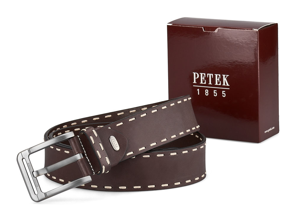 

Кожаный мужской ремень в джинсы Petek 1855 0402572 (02) коричневый