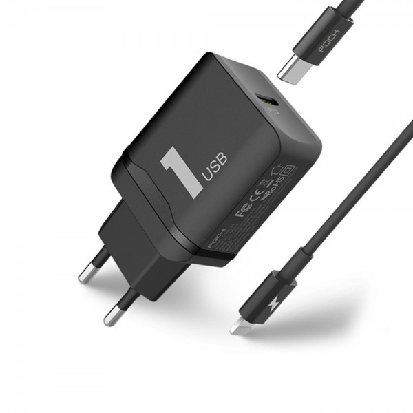 

Сетевое зарядное RockSpace PD Fast Charger + Lightning кабель 1 USB 3A White