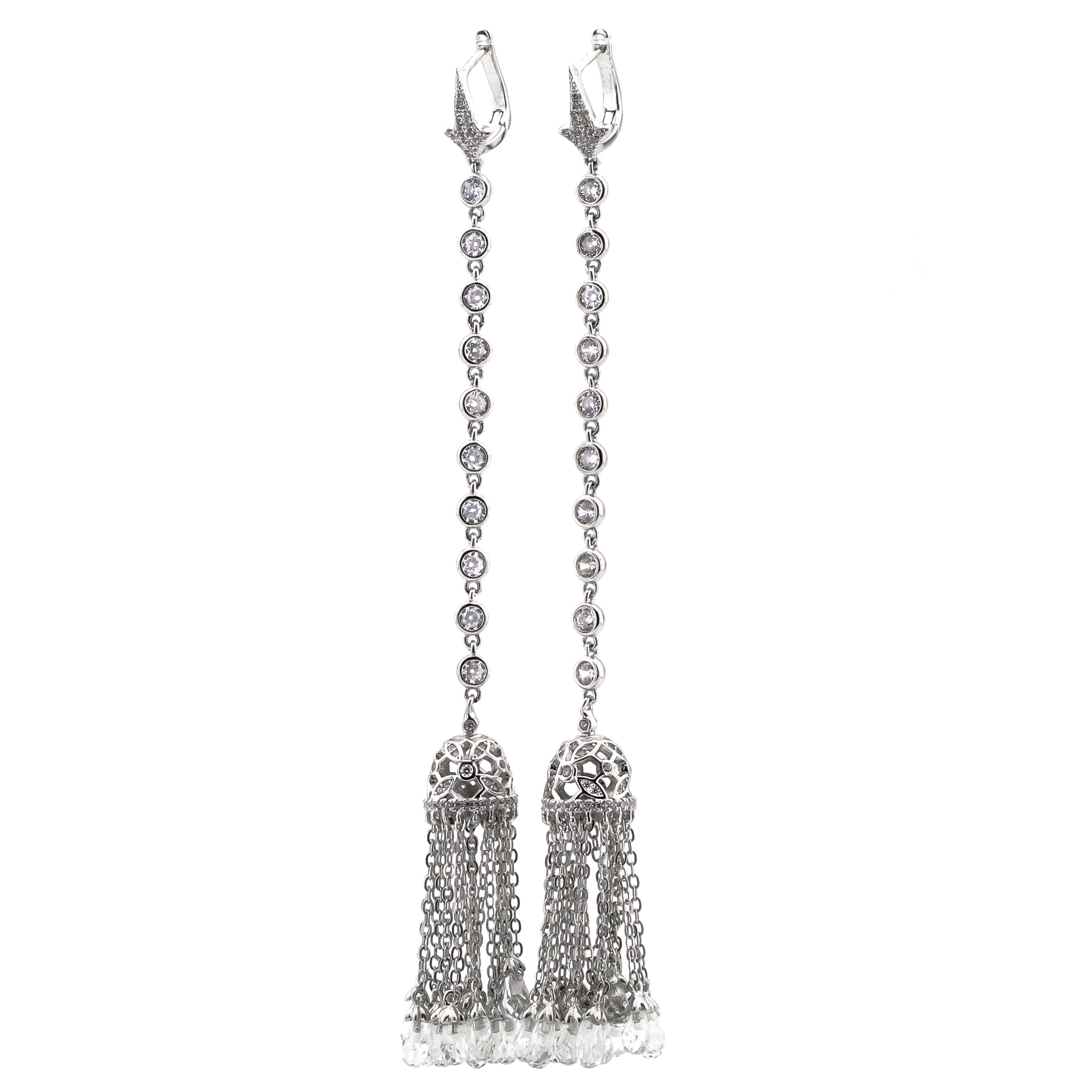 

Серебряные висячие серьги с фианитами C12580 Диамант