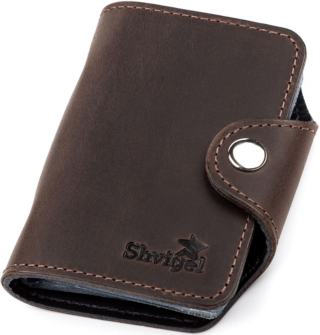 

Визитница вертикальная Shvigel кожаная Коричневая, Коричневый SHVGL13908
