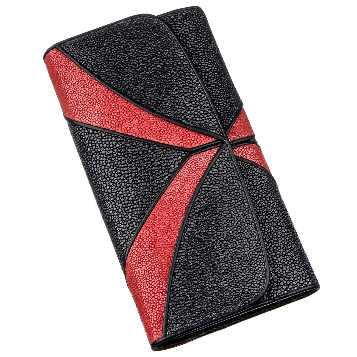 

Кошелек женский из натуральной кожи морского ската с красными полосками STINGRAY LEATHER Черный, Черный xtclthr18652