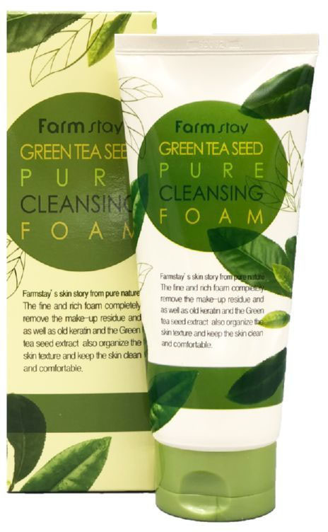 Акція на Пенка для умывания лица Farmstay Green Tea Seed Pure Cleansing Foam с зелёным чаем 180 мл (8809317286358) від Rozetka UA