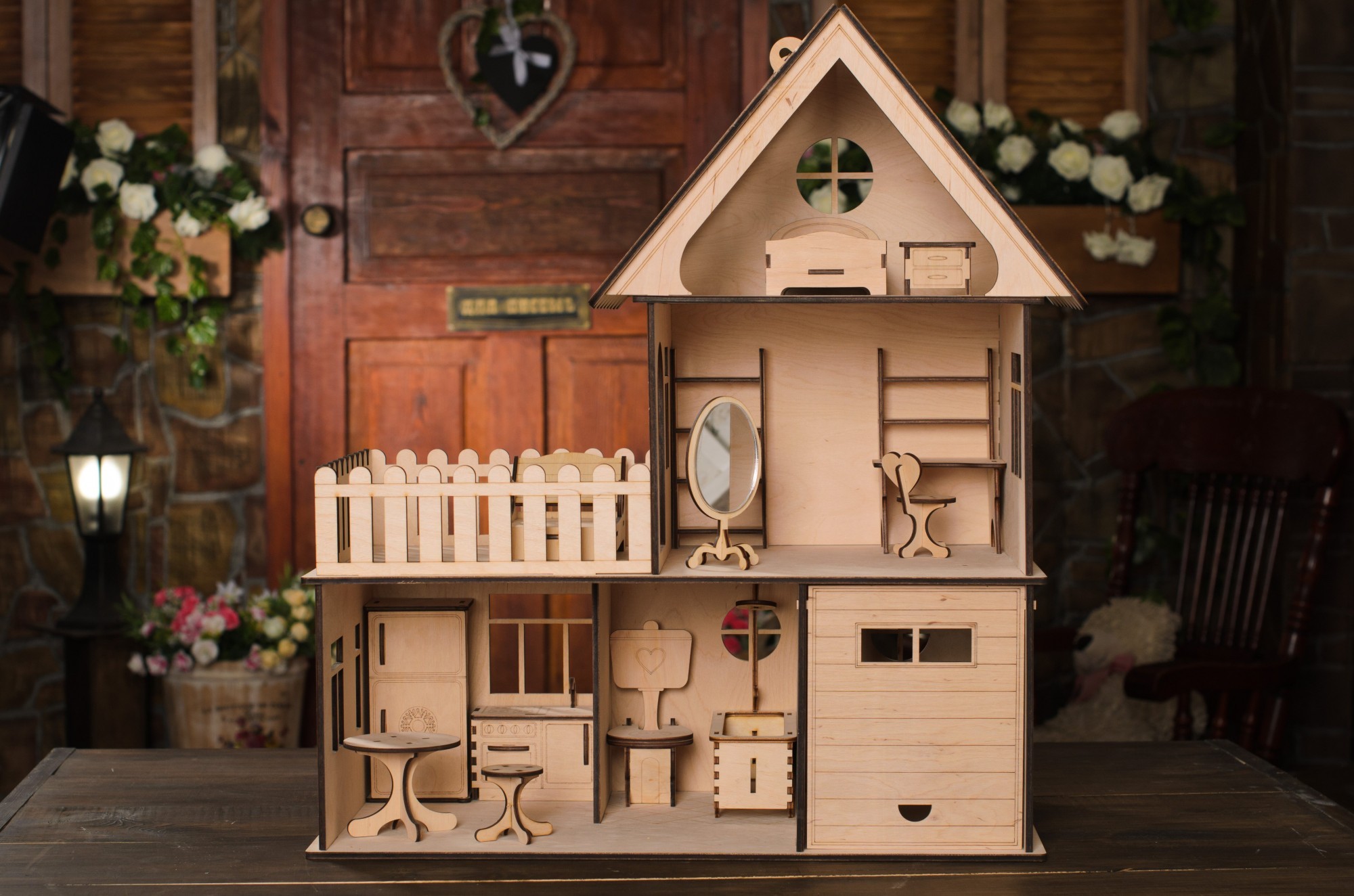 

Дом для кукол средний Wooden Gifts + мебель
