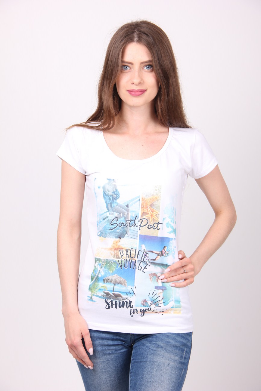 

Футболка женская Poncik 422 с принтом (Белый, Футболка женская Poncik 422 с принтом (Белый L)