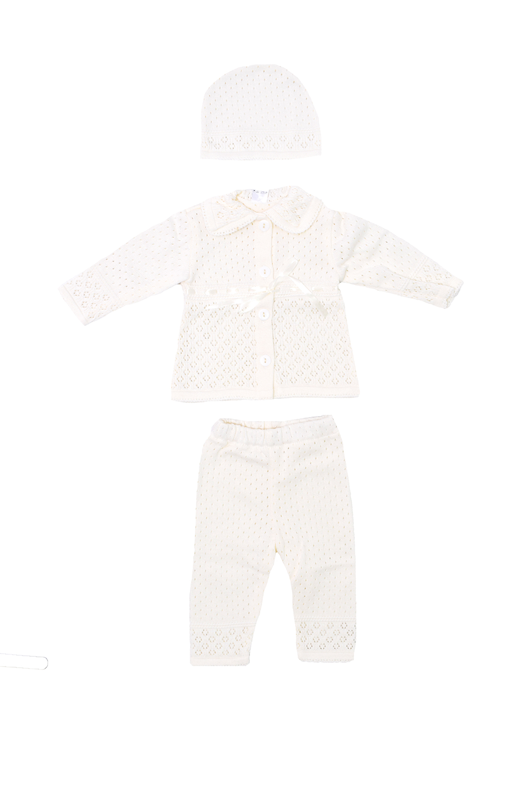 

Комплект шапочка жакет штанишки Mari-Knit 1209 р40 62см молочный 11839