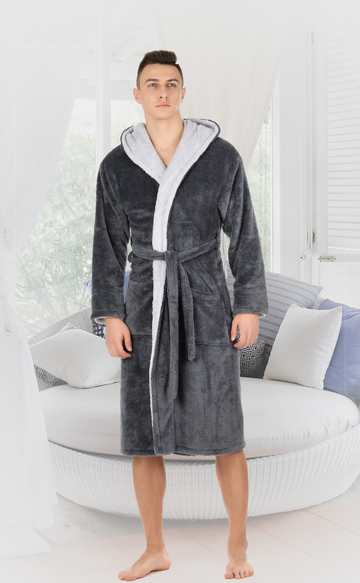 

Халат мужской махровый Zeron Сobalt Серый (Турция) 2XL 2712/grey (1206)