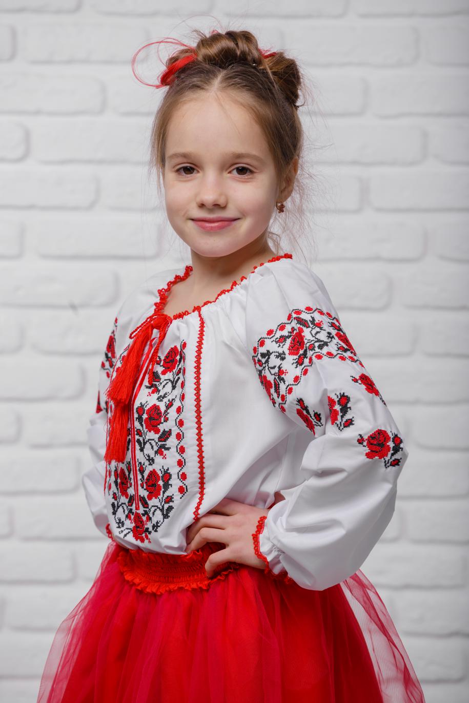 

Вишиванка "Трояндочка" Сварга Білий 128 SV-CFE0022-0423-02028-128