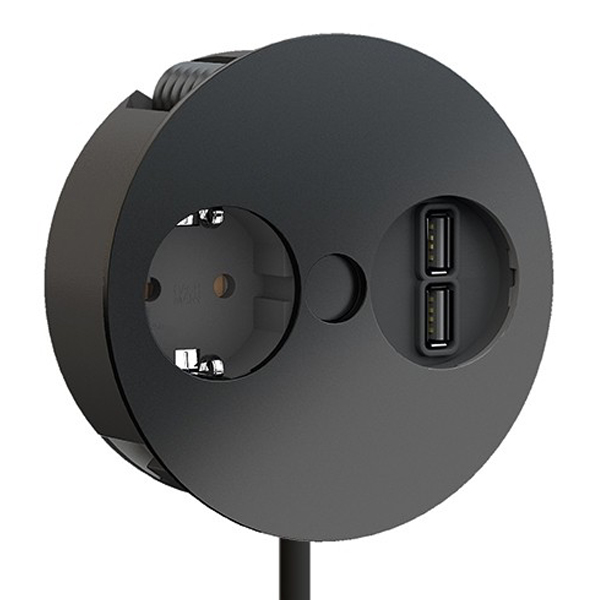 

Розетка Bachmann twist 1x220V+1xUSB Black черный