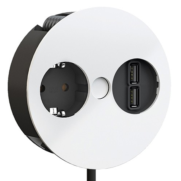 

Розетка Bachmann twist 1x220V+1xUSB White белый