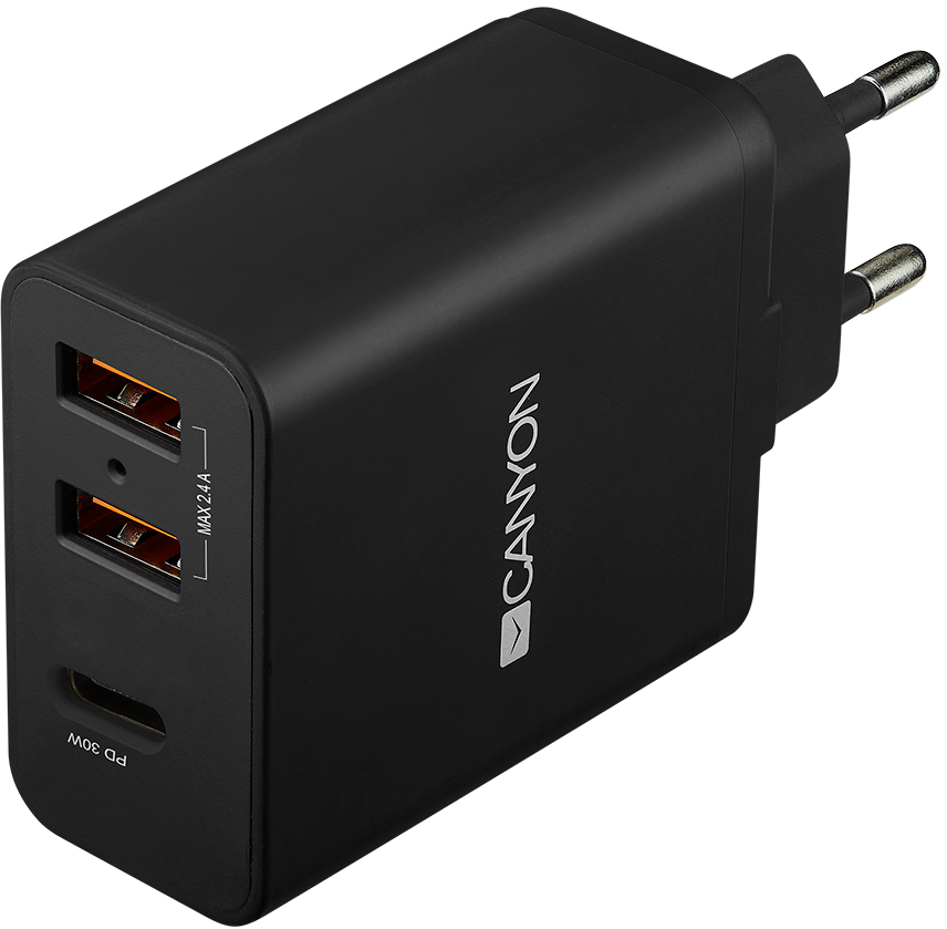 

Сетевое зарядное устройство Canyon USB 2.4A - H-08 Black (CNE-CHA08B)
