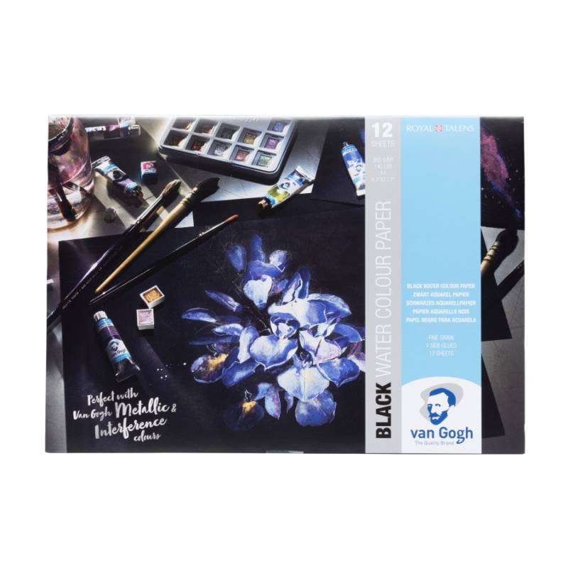 

Склейка-блок для акварели Royal Talens Van Gogh А4 29.7 х 21 см 360 г/м2 100% целлюлоза 12 листов черная бумага (8712079421632)