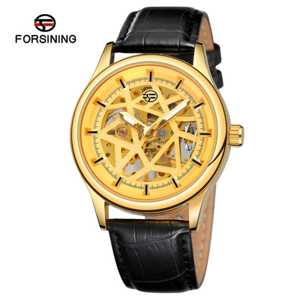 

Мужские часы Forsining Arrow Gold Skeleton