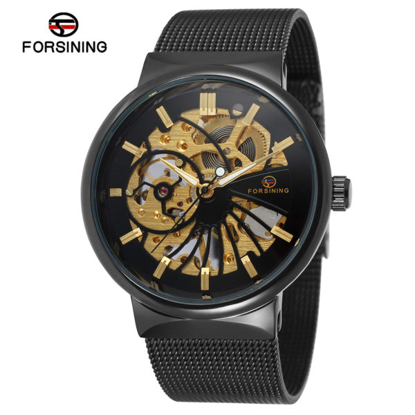 

Мужские часы Forsining Elegant Black Skeleton