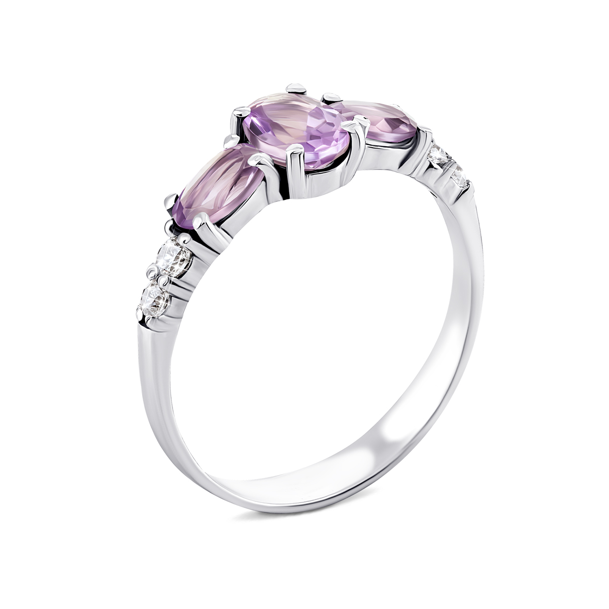 

Серебряное кольцо с аметистом и фианитами 17 размер 1325/1р-AMET