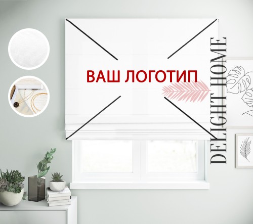 

Римская штора с фотопечатью логотипа компании система Light I&H Джуси велюр 100*170 см