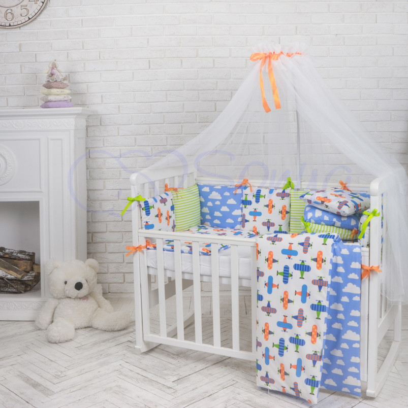 

Комплект постельного белья в кроватку Маленькая соня Baby Самолеты №21 детский поплин стандарт/овал арт.031959