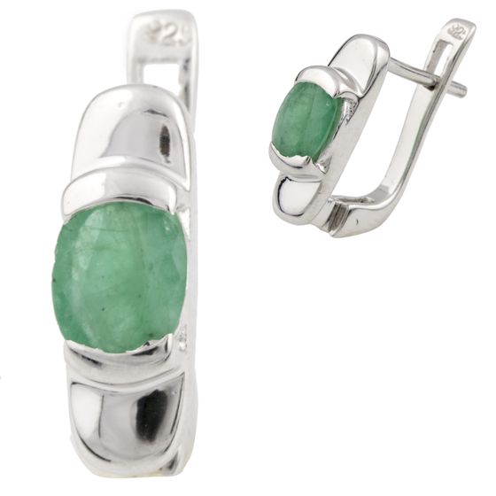 

Серебряные серьги SilverLine с натуральным изумрудом