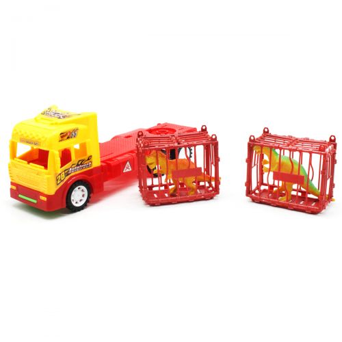

Игрушечная машинка Трейлер WL Toys с 2 клетками с животными желтый (6686-7)
