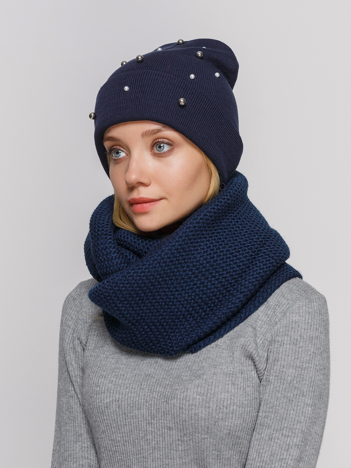 

Комплект: шапка и шарф-снуд Fashion Star 54-60 Синий 6600392