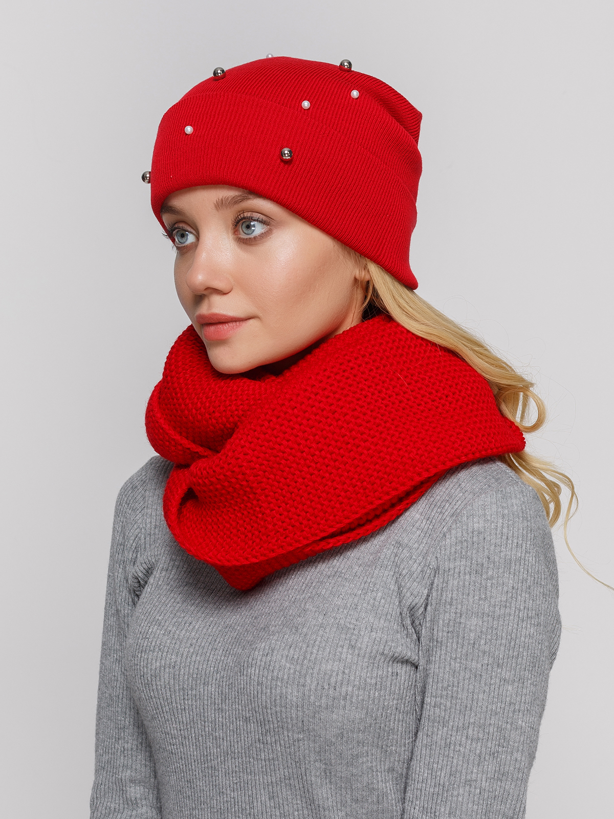 

Комплект: шапка и шарф-снуд Fashion Star 54-60 Красный 6600393