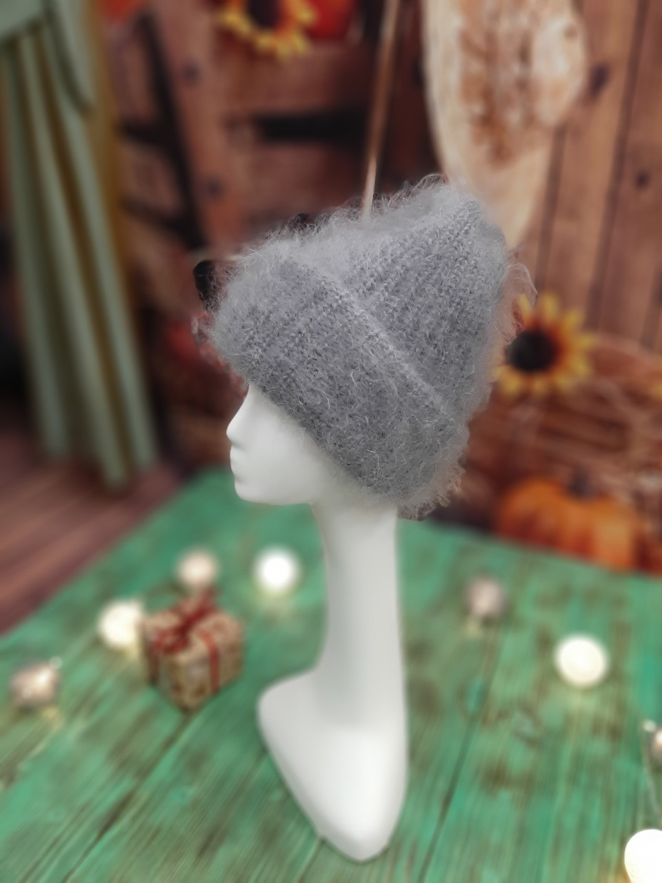 

Шапка двойная с подворотом из козьего пуха NovaKoza (ш-03)