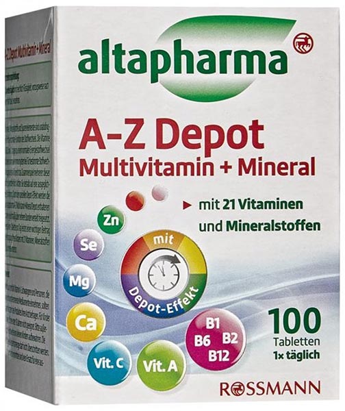 

Добавка A-Z DEPOT мультивитамины + минералы Altapharma 100 таблеток