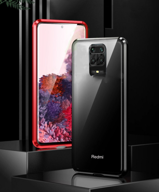 

Магнитный чехол со стеклянной передней и задней панелью для Xiaomi Redmi Note 9