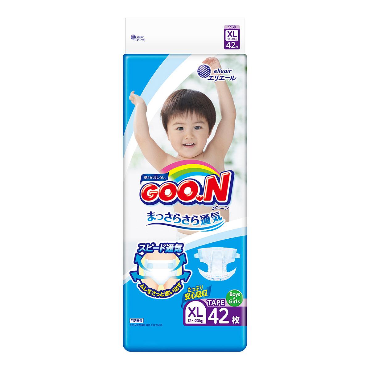 

Подгузники GOO.N для детей 12-20 кг (размер Big (XL), на липучках, унисекс, 42 шт)