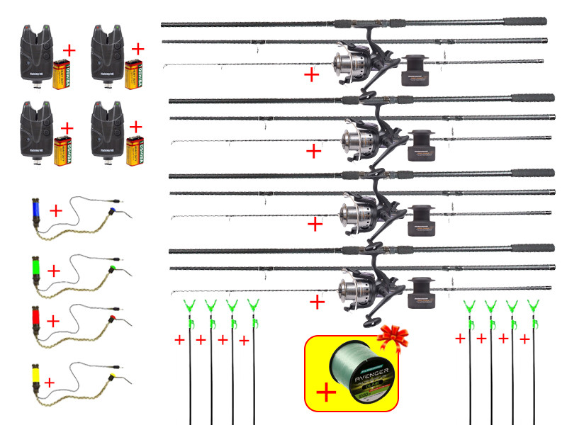 

Удилища для ловли карпа Flagman + Катушки с бейтраннером + Сигнализаторы со свингерами + Подставки