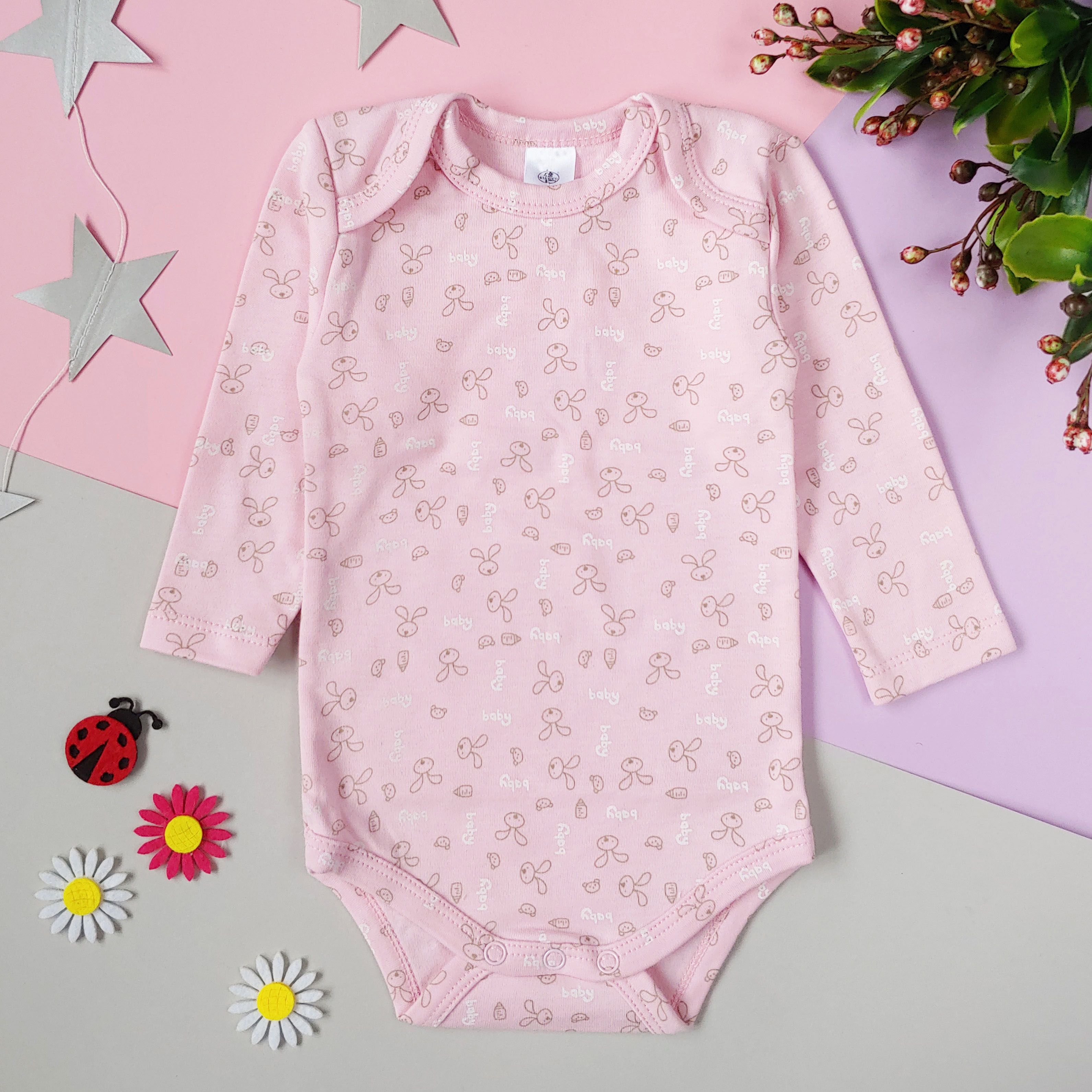 

Боди с длинным рукавом Kids Planet 172-225 74 см Розовый