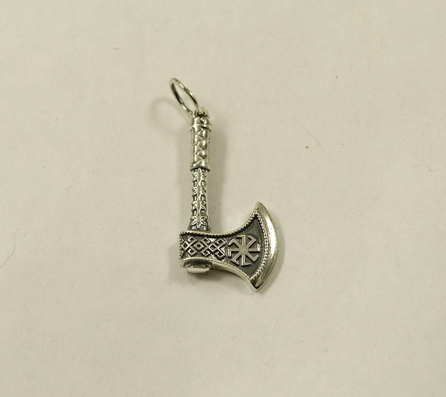 

Оберег Секира Перуна с Коловратом и Колядником Maxi Silver 8942