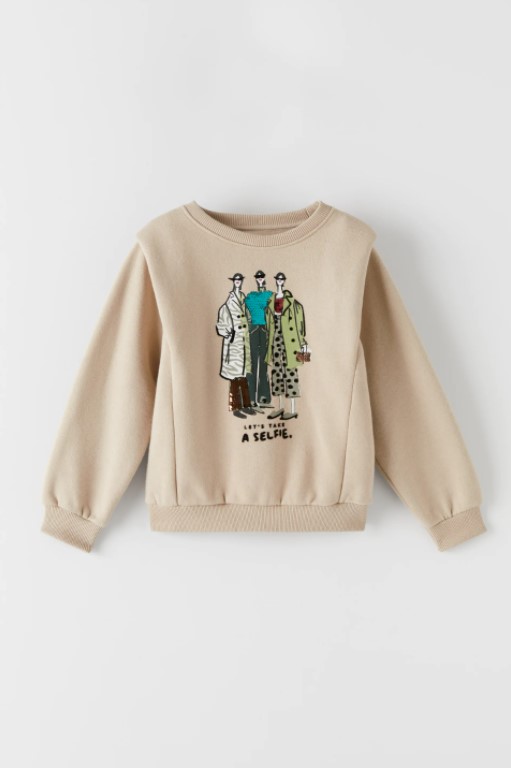 

Толстовка с принтом для девочки 5808 ZARA 152 Песочный 43090