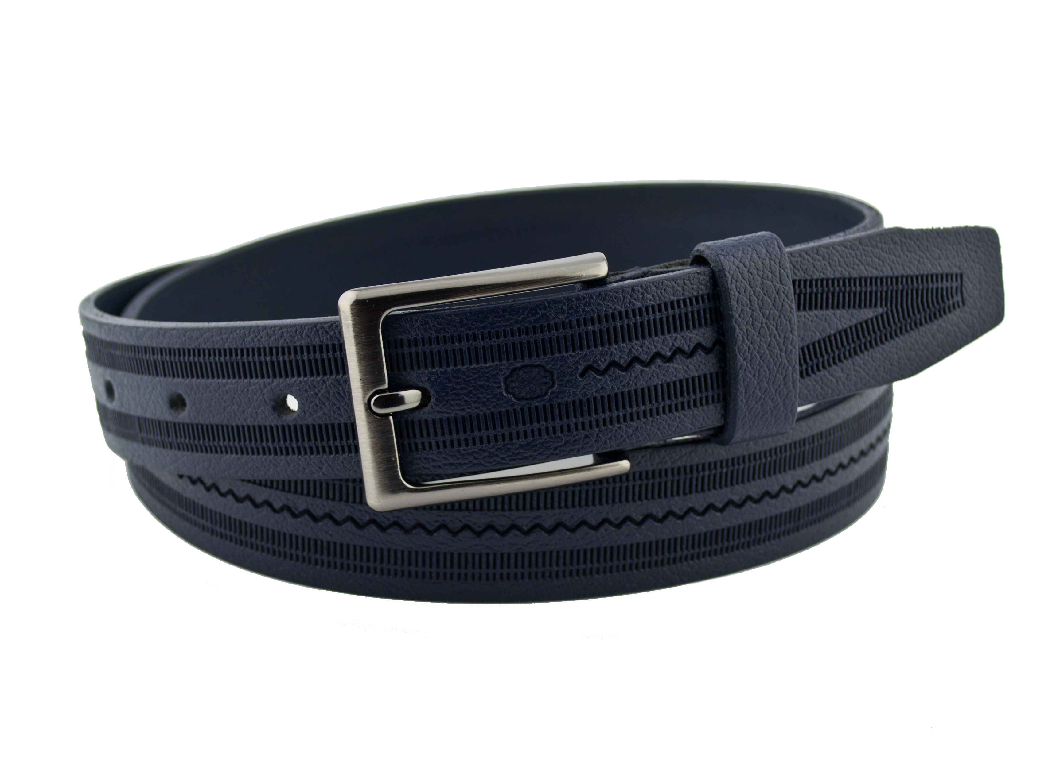 

Детский кожаный ремень Real Leather 3 см для брюк темно-синий 85-105 см