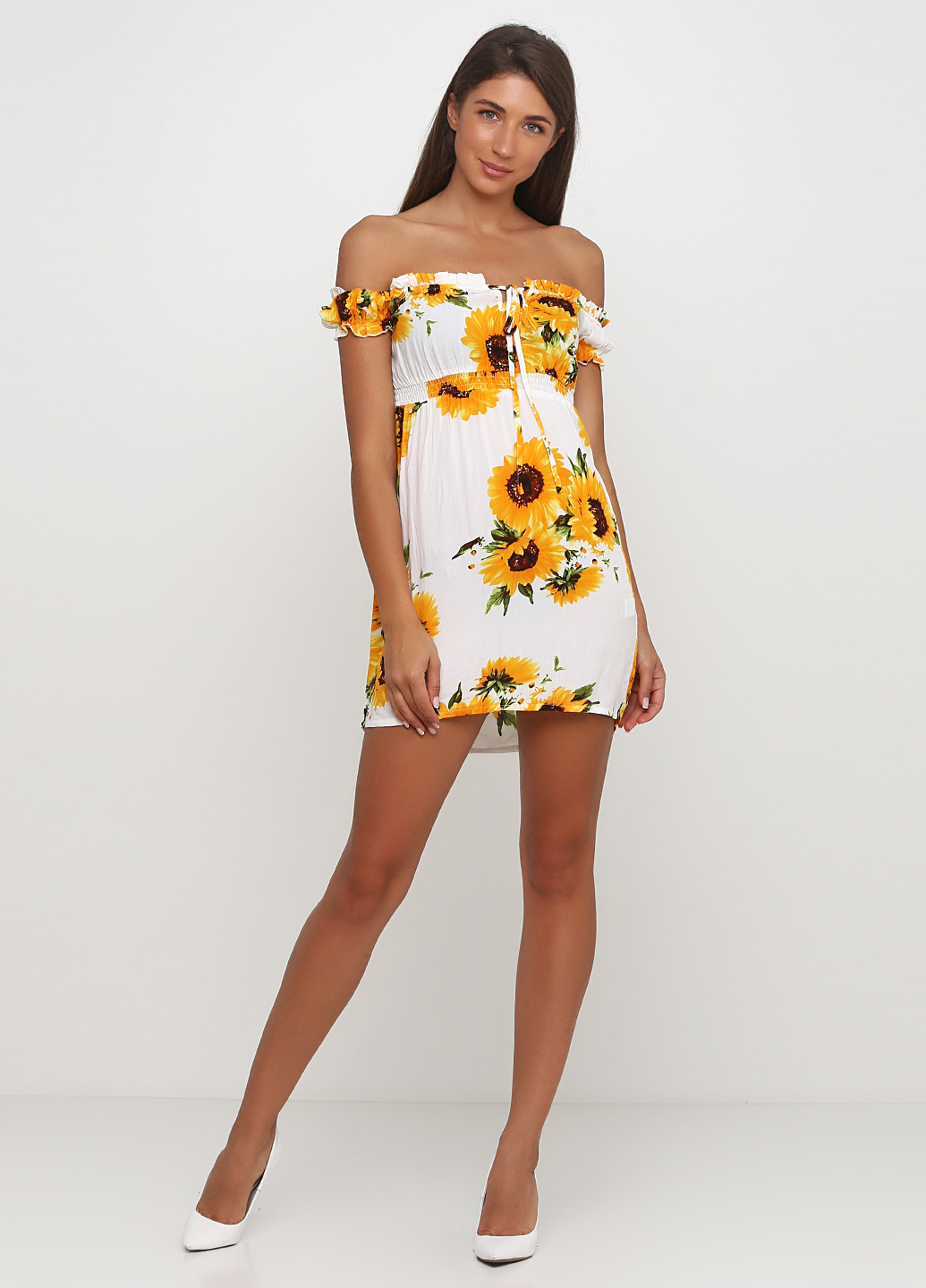 

Платье PrettyLittleThing 0 белый/желтый/зеленый CLV2045
