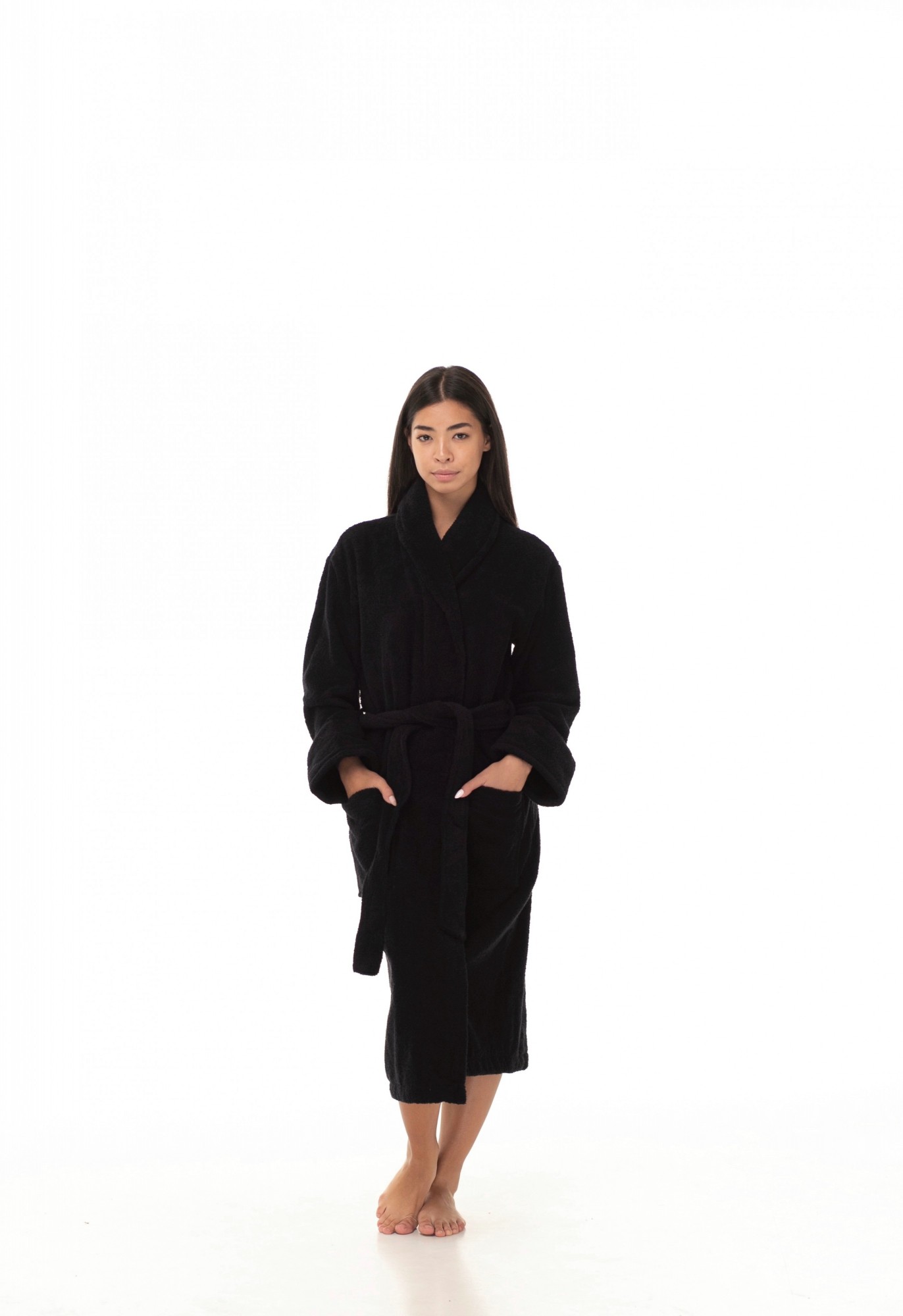 

Женский махровый халат Comfort Stories XXXL-XXXXL Черный 050