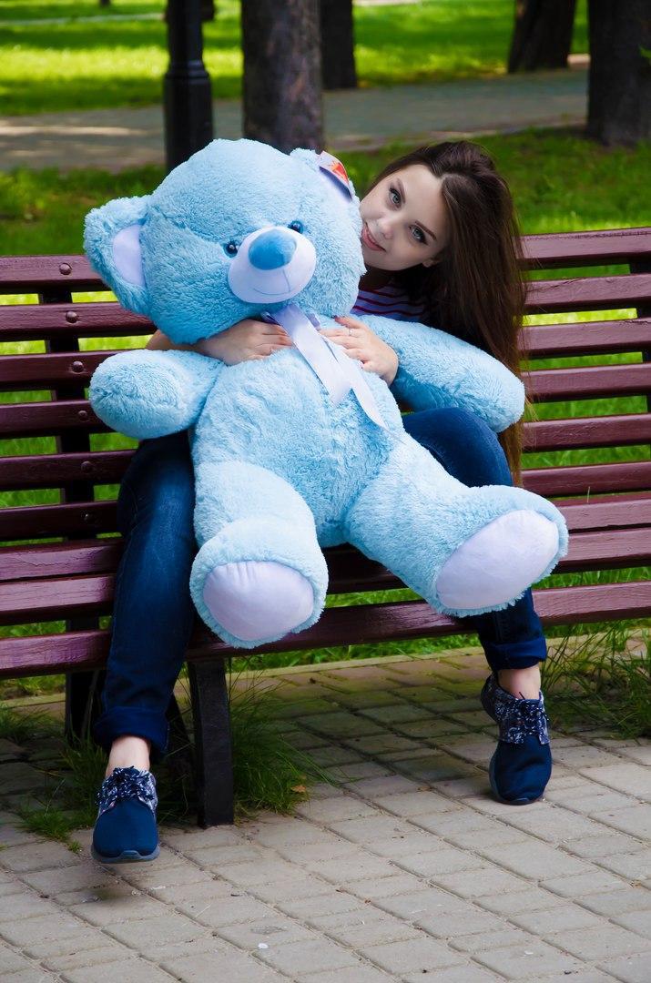 

Мягкая игрушка NEHILO плюшевый мишка Томми 100 см Голубой