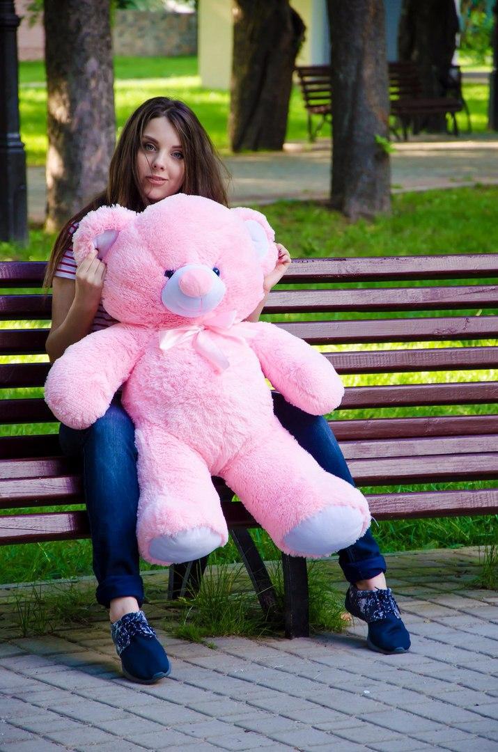 

Мягкая игрушка NEHILO плюшевый мишка Томми 100 см Розовый