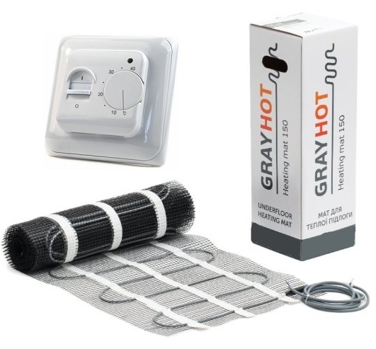 

Теплый пол Grayhot нагревательный двухжильный мат 444Вт 2,9м2 в комплекте с механическим терморегулятором (G00315)