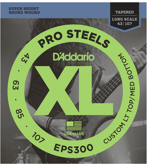 

D'Addario EPS300 ProSteels, Custom LT Top / MD Bottom, 43-107, Tapered