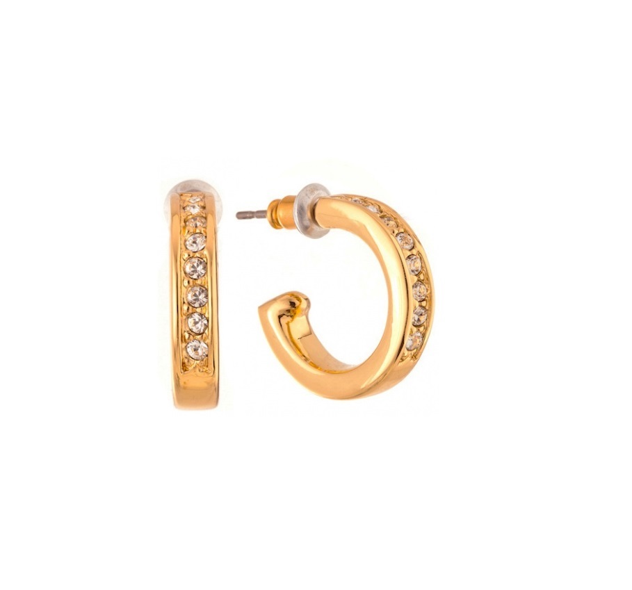 

Серьги Colibra маленькие получкольца с кристаллами Swarovski P12917Au