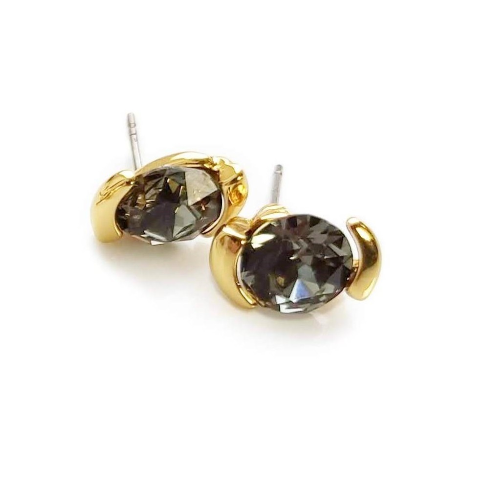 

Серьги Colibra с кристаллами Swarovski оливкового цвета в позолоте 24 карата P7990Au
