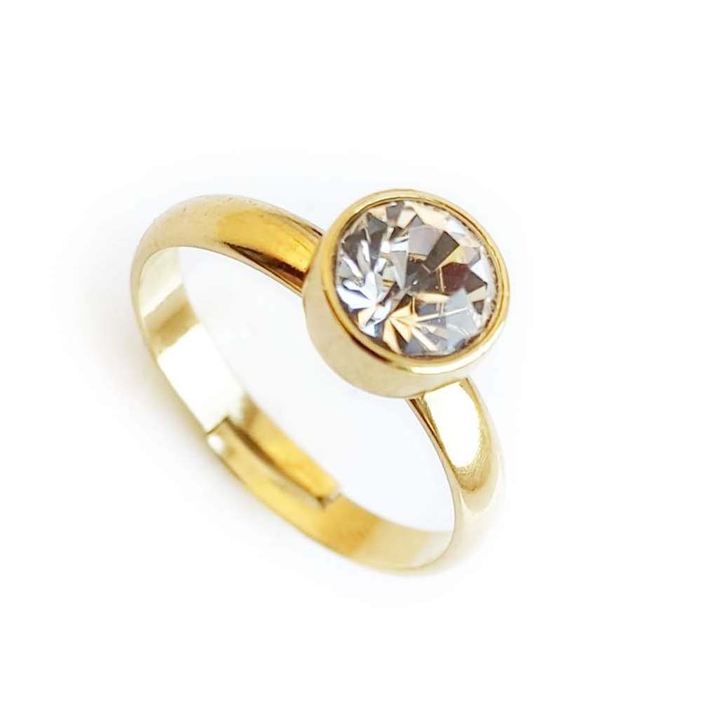 

Кольцо Colibra с одним прозрачным кристаллом Swarovski в позолоте 24 карата, безразмерное