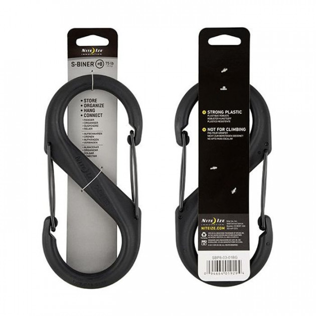 

Карабин пластиковый Nite Ize PlasticCarbBlack SBiner S8 NI677 Black
