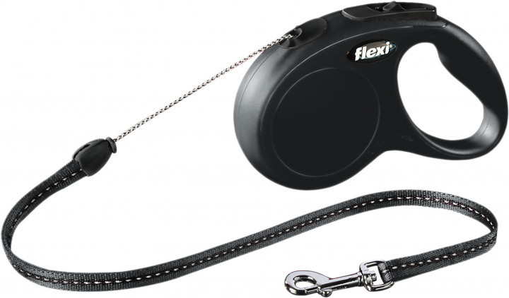 

Поводок - рулетка трос 5 м до 20 кг New CLASSIC, Cord Leash М черная Flexi BGL-FL-34