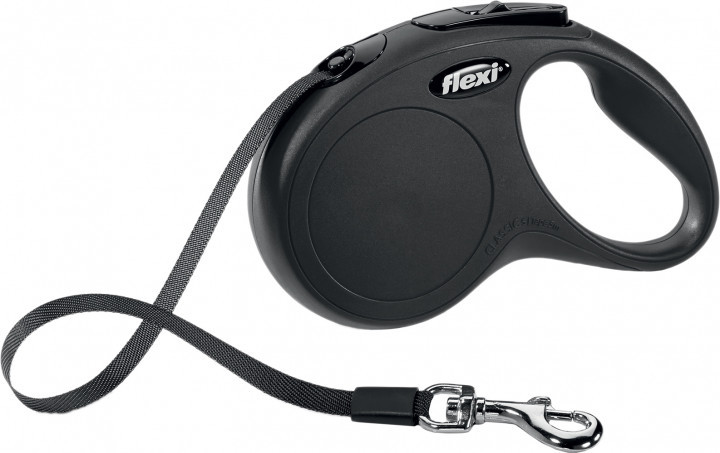 

Поводок - рулетка для собак 8 м до 50 кг flexi New CLASSIC Tape Leash L черная Flexi BGL-FL-128