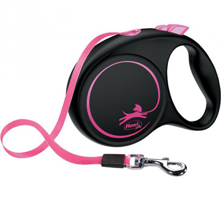 

Поводок - рулетка лента 5 м до 25 кг FUN LIMITED EDITION LEASH розовая/черная Flexi BGL-FL-316