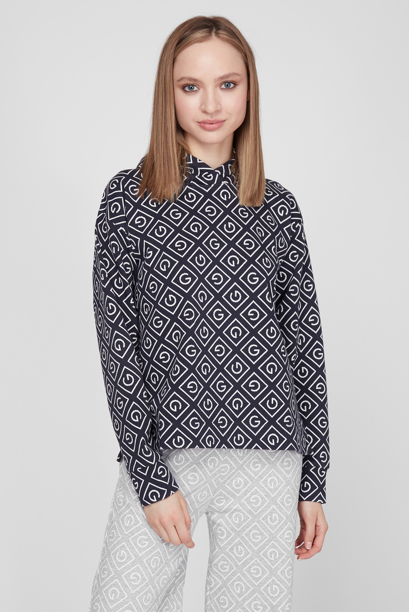 

Женское темно-синее худи ICON G JACQUARD SWEAT HOODIE Gant L 4204695